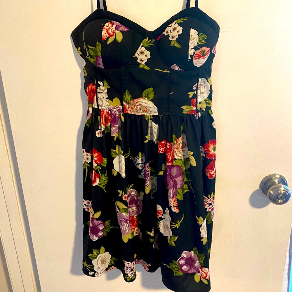 Black/Floral Bustier Dress